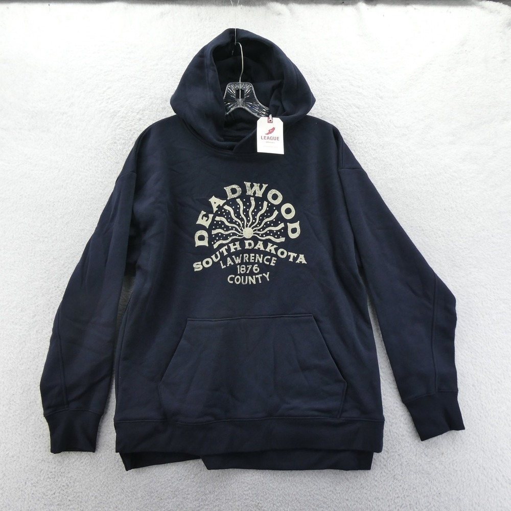 League Hoodie‎ Womens Medium Deadwood South Dakota Navy Blue Graphic Sweatshirt